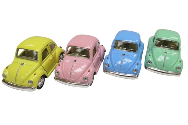 Magni VW folkevogn bobbel (1967) med tilbagetræk i 4 forskellige pastelfarver