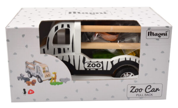 Magni zoo træbil med 6 dyr i indpakning